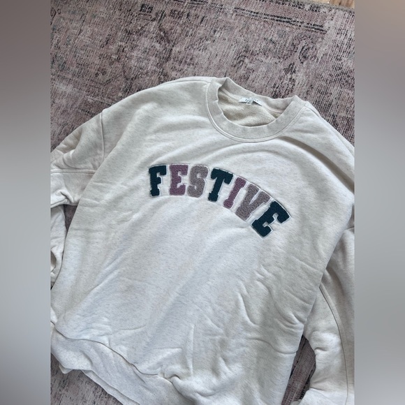 Z Supply Cream Festive Sweatshirt - Picture 2 of 4